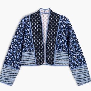 Paisley Print Womens Sz Medium Reversible Crop Quilt Blanket Jacket Long Sleeves